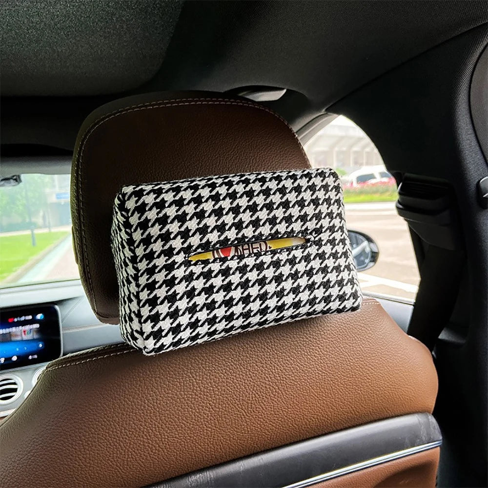 Advanced Sense Thousand Bird Lattice Car Tissue Box Female Car Seat Back Armrest Pa additional angle