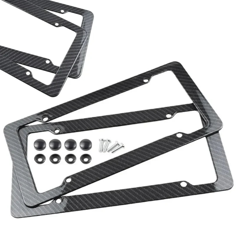 Car Motorcycle 30*15CM 1/2pcs License Plate Frame Carbon Pattern Plastic License Plate Frame Bracket