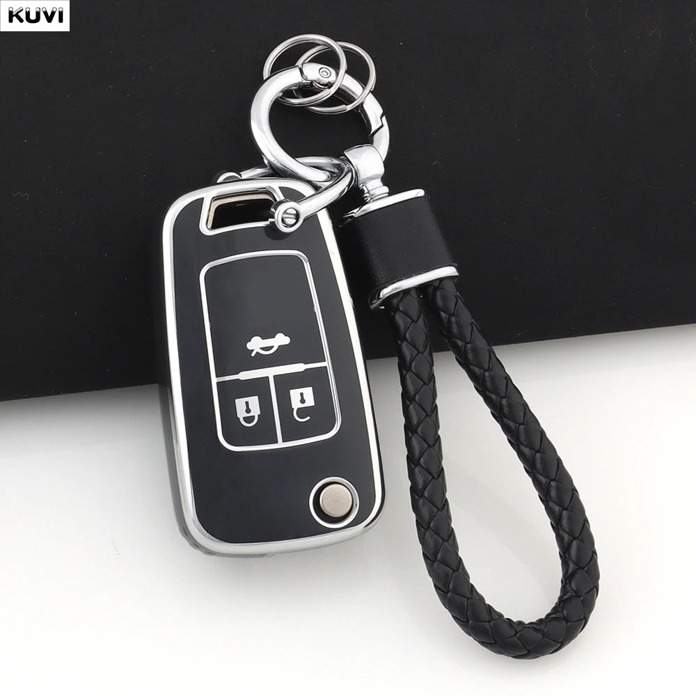 TPU Car Flip Key Case Cover Shell For Chevrolet Cruze Aveo Trax Sail Malibu Captiva Op close-up view