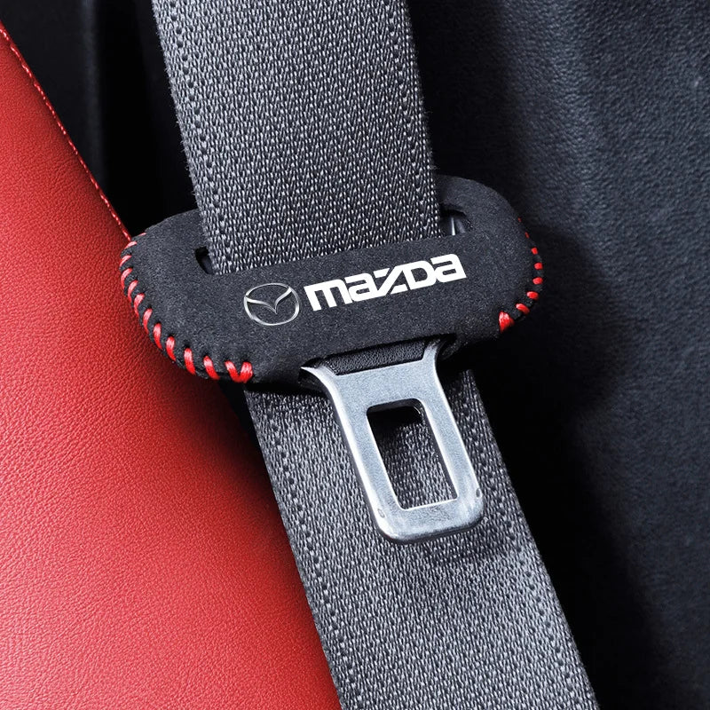 2Pcs Car Seat Belt Buckle Protector Cover for Mazda Models | Suede Accessories