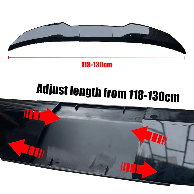 New Style Universal 3pcs Sedan Rear Trunk Tail Rear Wing Spoiler 117-127cm Adjustable DI detail view