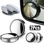 2Pcs Round Frame Convex Blind Spot Mirror Safety Driving Wide-angle 360 Degree Adjustable Clear Rear