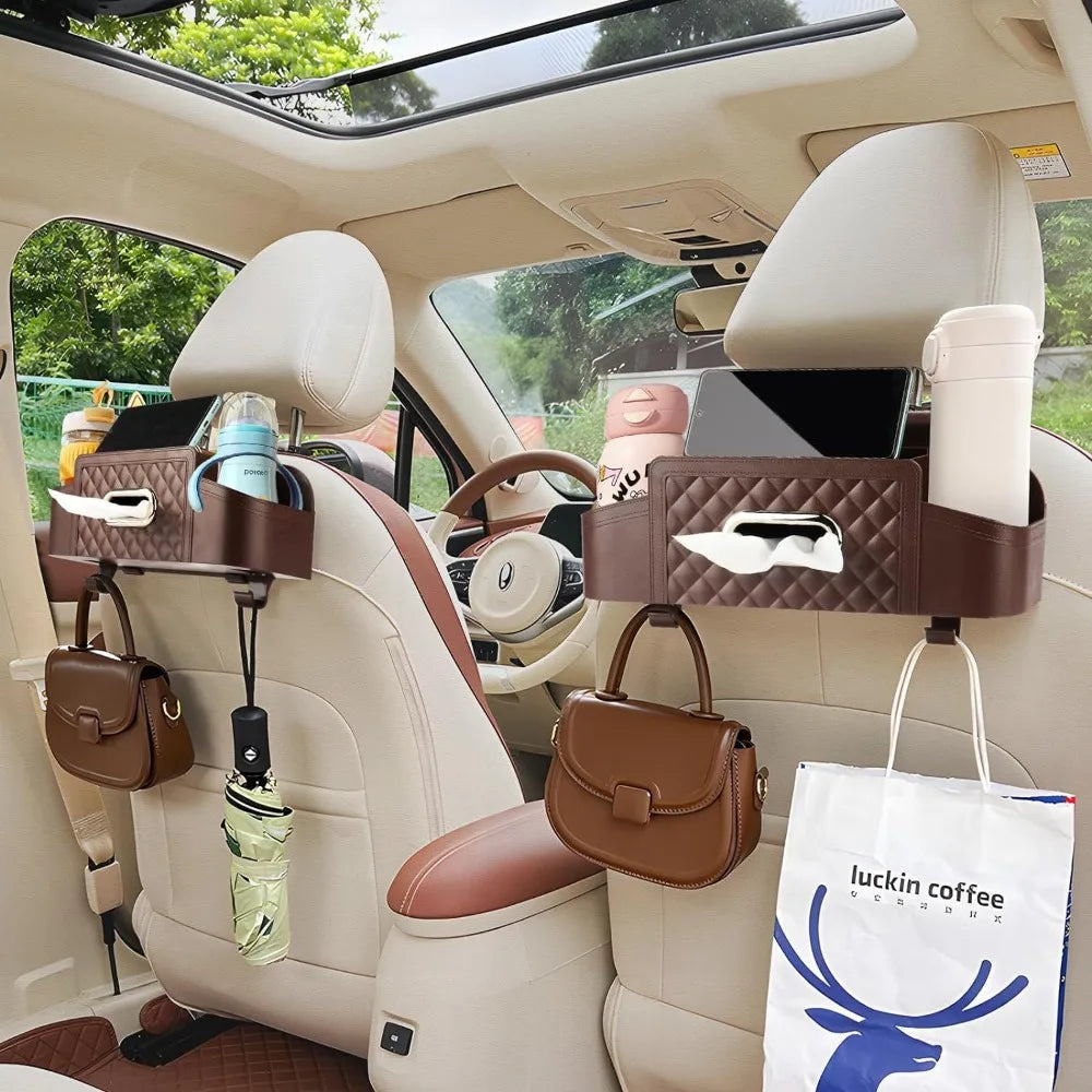 Car Seat Back Organizer with Tissue Holder, Cup Holder, Phone Stand