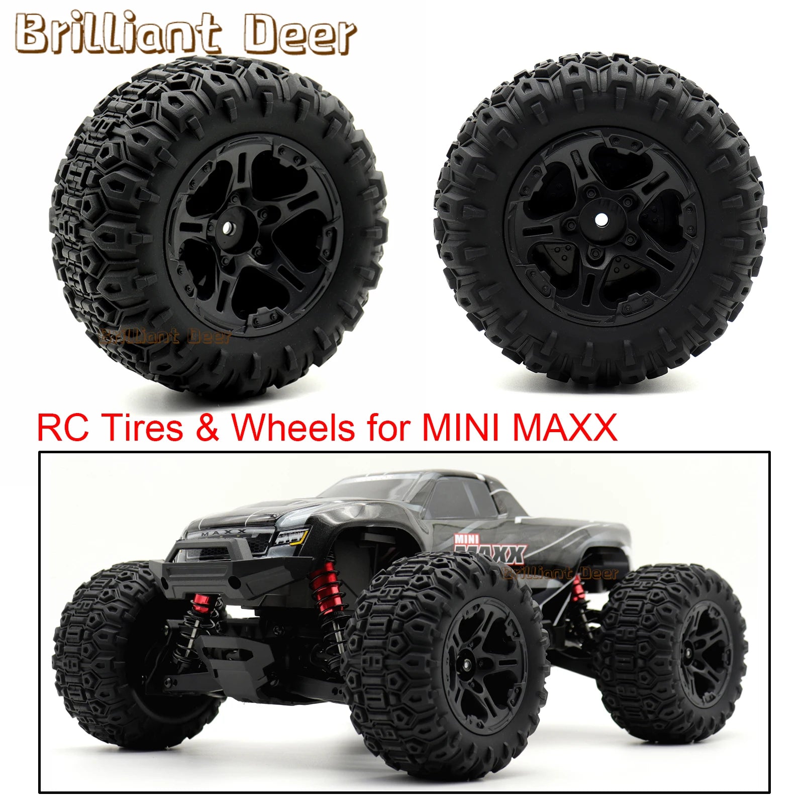 Remote Control Car Tires 12mm Hex for Traxxas MINI MAXX 1/10
