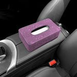 Rhinestone Genuine Leather Car Tissue Box Holder