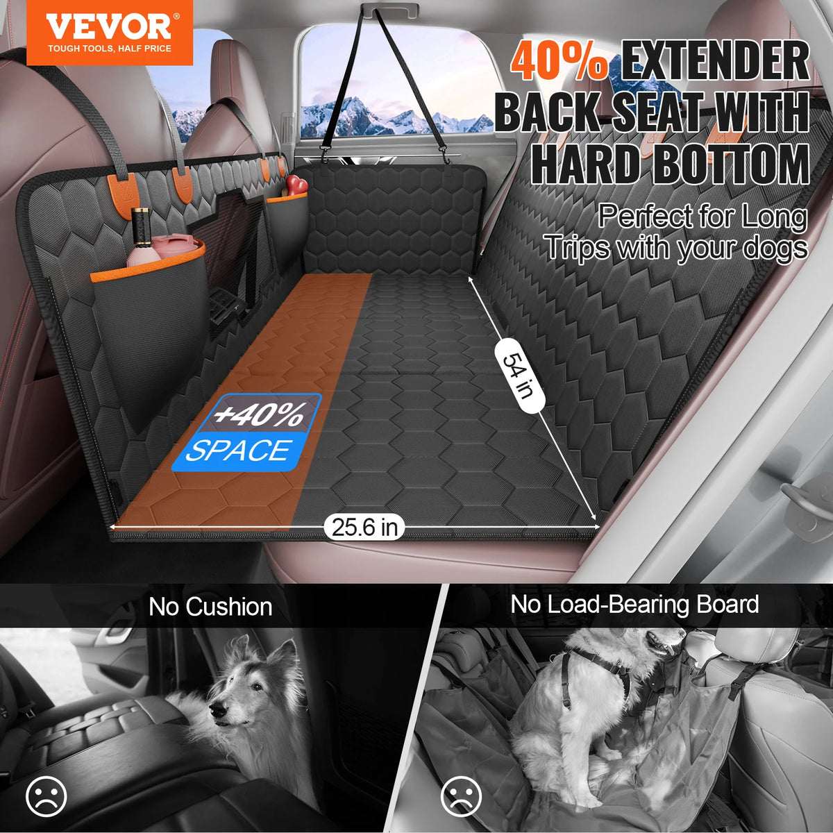 SucceBuy Back Seat Extender Dog Car Seat Cover for Back Seat Bed with Mesh Window and alternate view