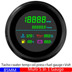 Multi 85mm 6-in-1 Tachometer Gauge Set | Fuel Level, Water Temp, Oil Pressure, Voltmeter detail view