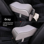 PU Leather Car Center Console Armrest Pad Ergonomic Curve Shape Tissue Pocket Storage Car Interior Gifts