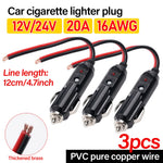 Copper Wire High-power 16AWG 12V 24V Auto 20A Car Cigarette Lighter LED Socket Plug C alternate view