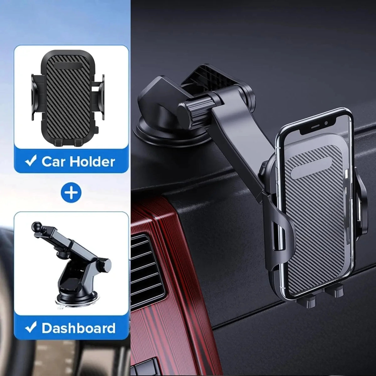3-in-1 Universal Car Phone Mount Holder CradleDashboard Windshield Air Vent Suction C alternate view