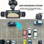 ZKCAMSPY 360° Dash Cam 1080P Front 720P Rear 480P Right Side, 3.16" 4-Split Screen, 4 Lens/3 Lens, Super Night Vision, 24H Parking Monitor, G-Sensor, Loop Recording, Car DVR Recorder with 12-24V Car Plugs, Optional No-card