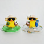 New! Car Dashboard Ornaments Summer Little Yellow Duck Coconut Skateboard Hat Rubber Squeeze Duck Cute Car Decoration