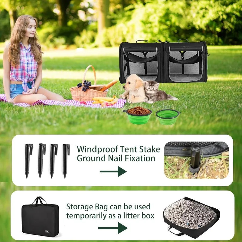 Wakytu Two-in-One Foldable Cat and Dog Carrier | Double Pet Transportation Bag additional angle