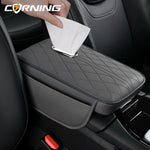 Universal Car Armrest Pad - PU Leather Memory Sponge Armrest Cushion Vehicle Center Console Cover Protector With Side Pocket