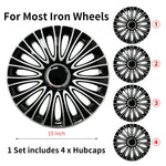 Sports Caps Rim 15inch Hub Cover for Iron Rim Wheel Cover Set of 4 Steel Replacement Plastic Hubcap for R15 Tire Car Accessories