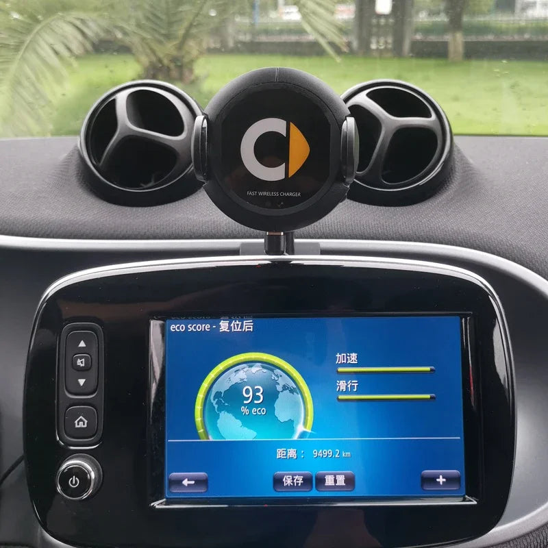 For Mercedes Benz Smart Car 453 451 Model Auto Wireless Charging Phone Holder Mount Fast 10W Qi Char