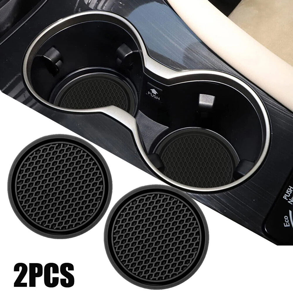 2pcs Black Car Auto Cup Holder Anti Slip Insert Coasters Pads Interior Accessories Universal Fits Pe