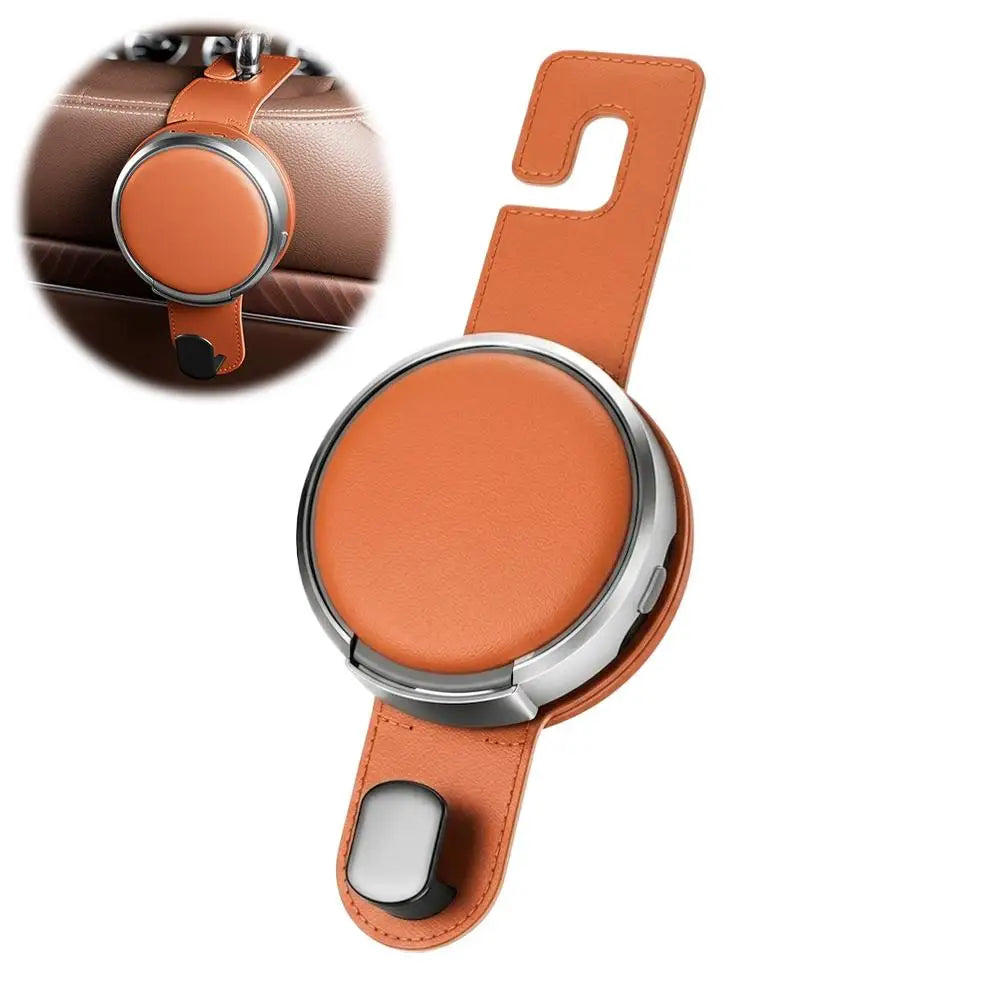 Leather Seat Back Organizer with Cup Holder Hook