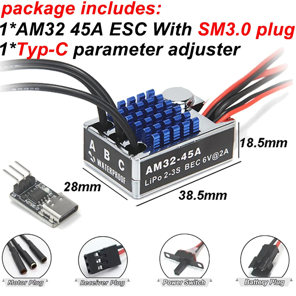 2322 2600KV 2830 2400KV Brushless Motor AM32 45A for 1/12 RC Crawler Car Off Road Car MN82 MN168 MN78 MN86 MN128 Power Kit
