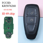 2 3 Buttons 4D83 ID49Chip 433.92MHZ Fsk Car Remote Key Shell Case for Ford Focus C-Max M detail view