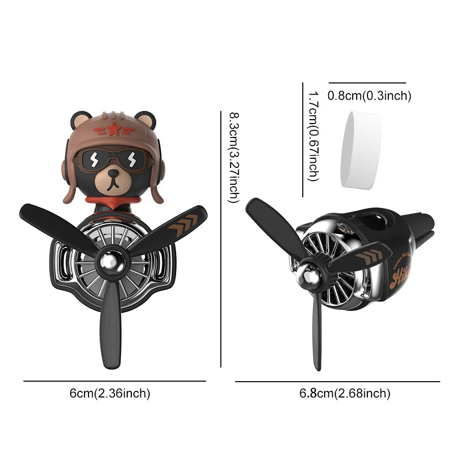 DIY Car Air Freshener | Bulldog Pilot Head Shake Rotate Plane Decor Aroma Diffuser additional angle