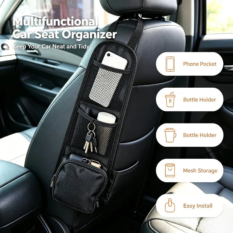 Multifunctional Car Seat Side Organizer Hanging Storage Bag With Cup Phone Pocket Auto Interior Tidy