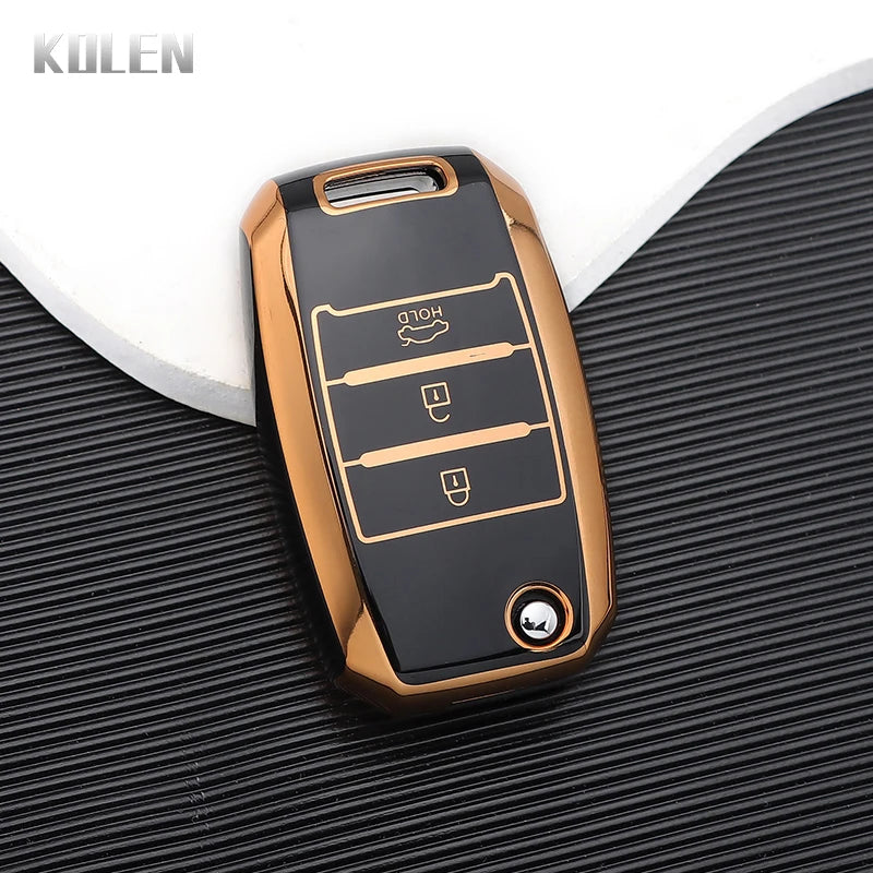 TPU Car Flip Key Case Cover Shell Fob For KIA RIO 3 K2 K3 K4 K5 Sportege Picanto Optima Soul Ceed Sorento Forte Stinger Cerato