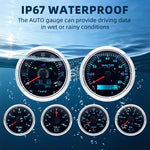 6pcs Gauge Set 160MPH 200km/h GPS Speedometer Tachometer Water Temp Fuel Voltmeter Oil P detail view