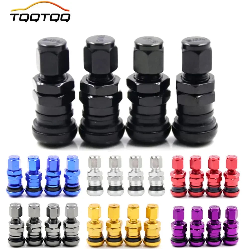 TQQTQQ 4Pcs Short Metal Bolt Tire Valve Stem Kit | Car Truck Motorcycle Accessories