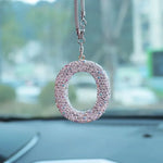 Letter Butterfly Knot Clay Car Interior Accessories Hanging Ornament Women's Rhinestone Car Rearview Mirror Pendant Drop
