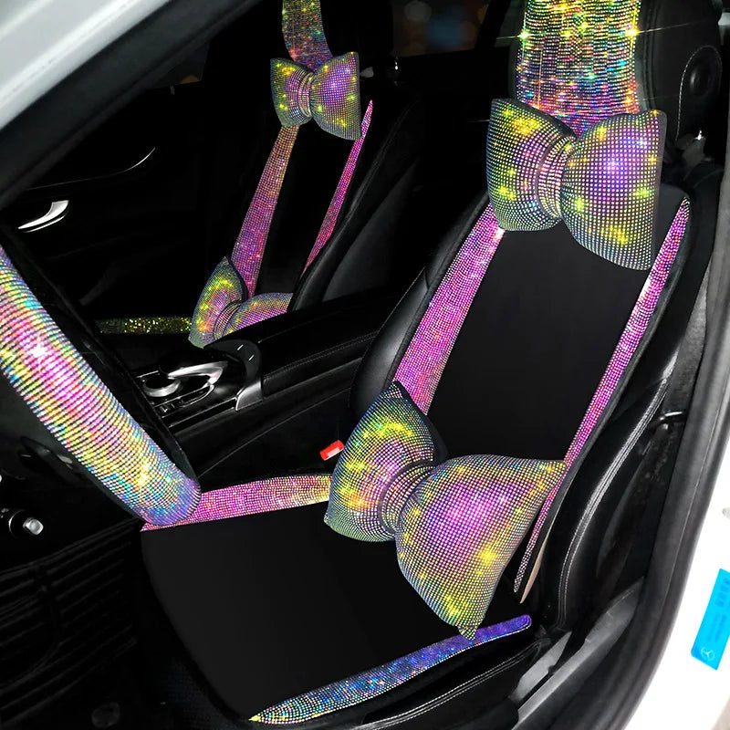 Ladies Car Interior Accessories Shiny Diamond Universal Car Seat Cover Fashion Luxury Ic detail view