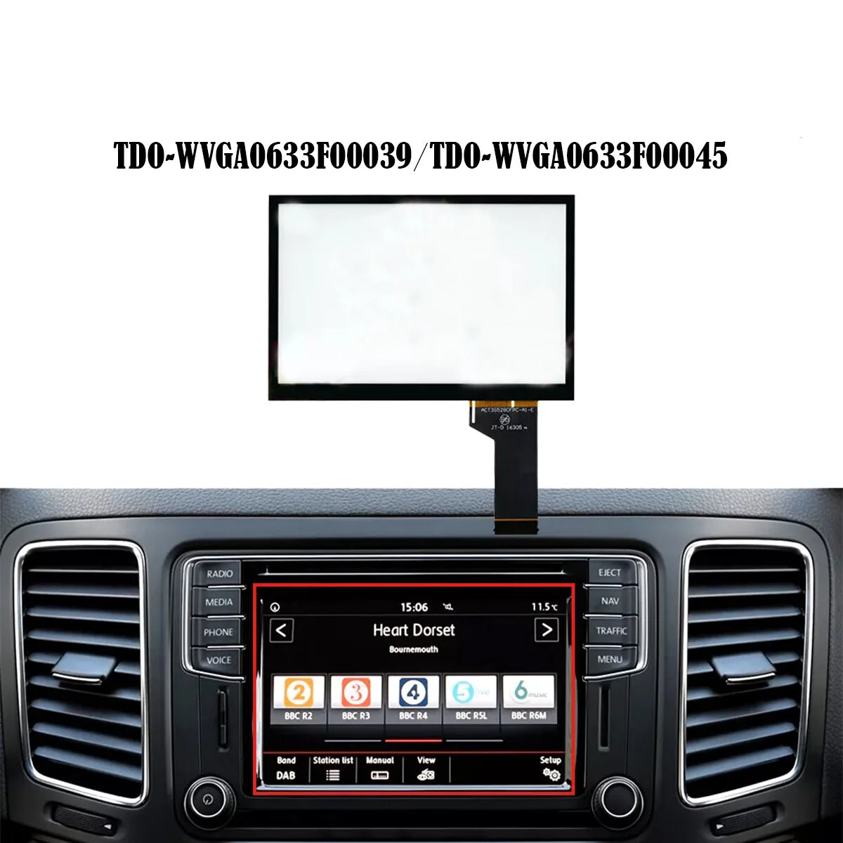 LCD Display for VW Transporter T6 SDT Head Unit | Sat Nav Touch Screen Digitizer Re additional angle