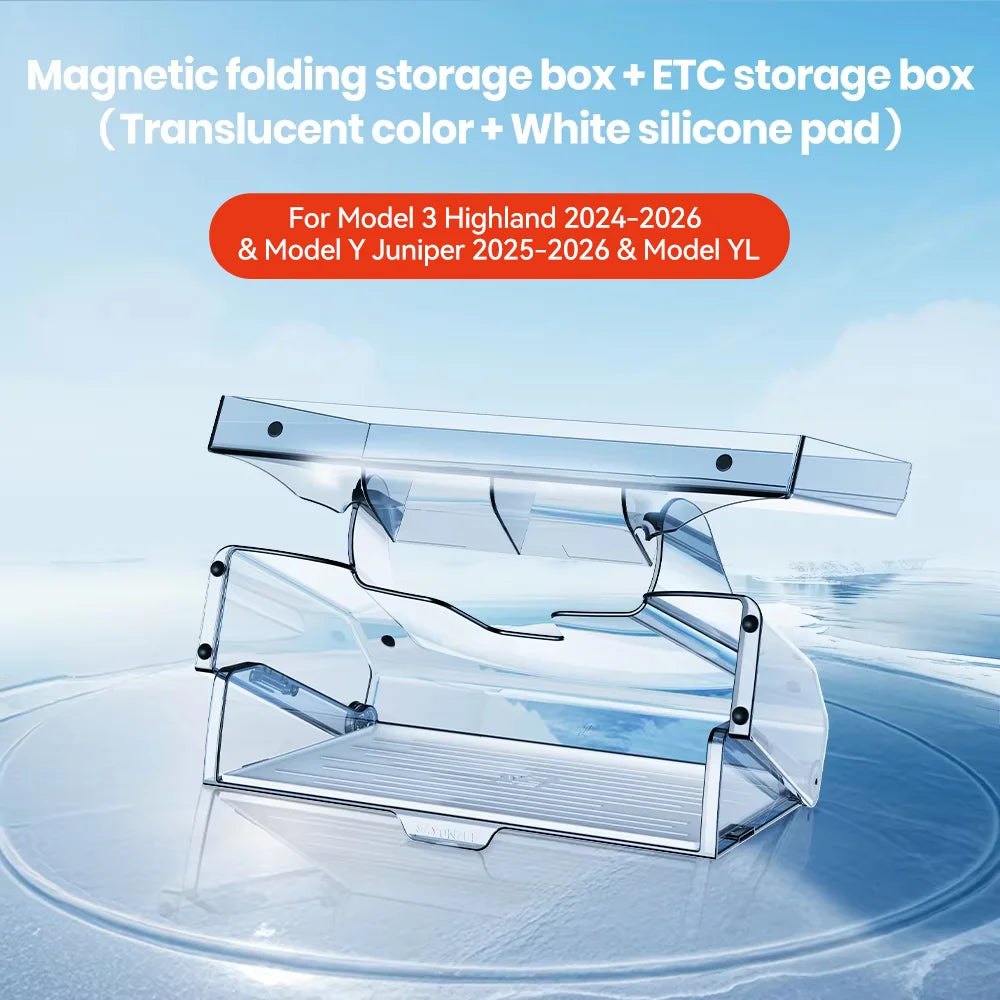 Magnetic Under Screen Storage Box | Hidden Tray for Tesla Highland Model 3 and Juniper M detail view