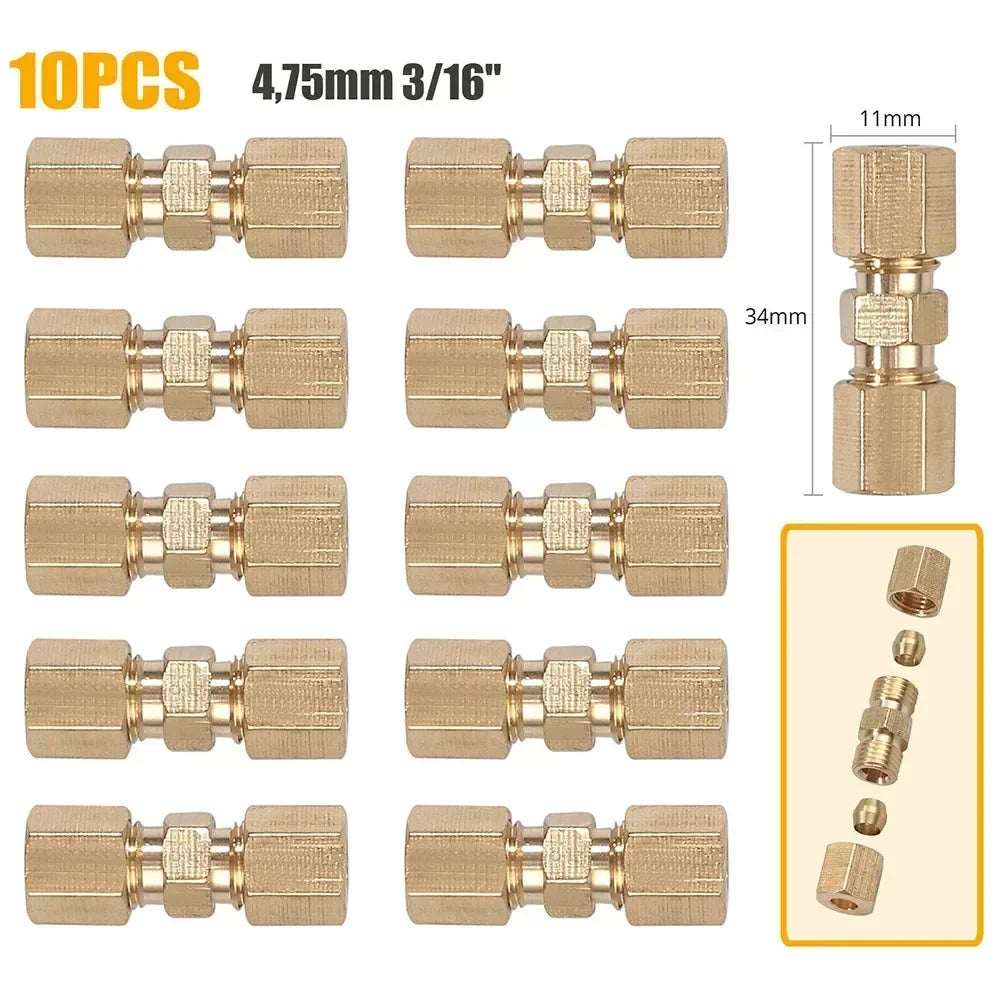 4/10pcs Brake Line Connector 4.75mm | No-Flare Repair Unions for Steel Brake Lines