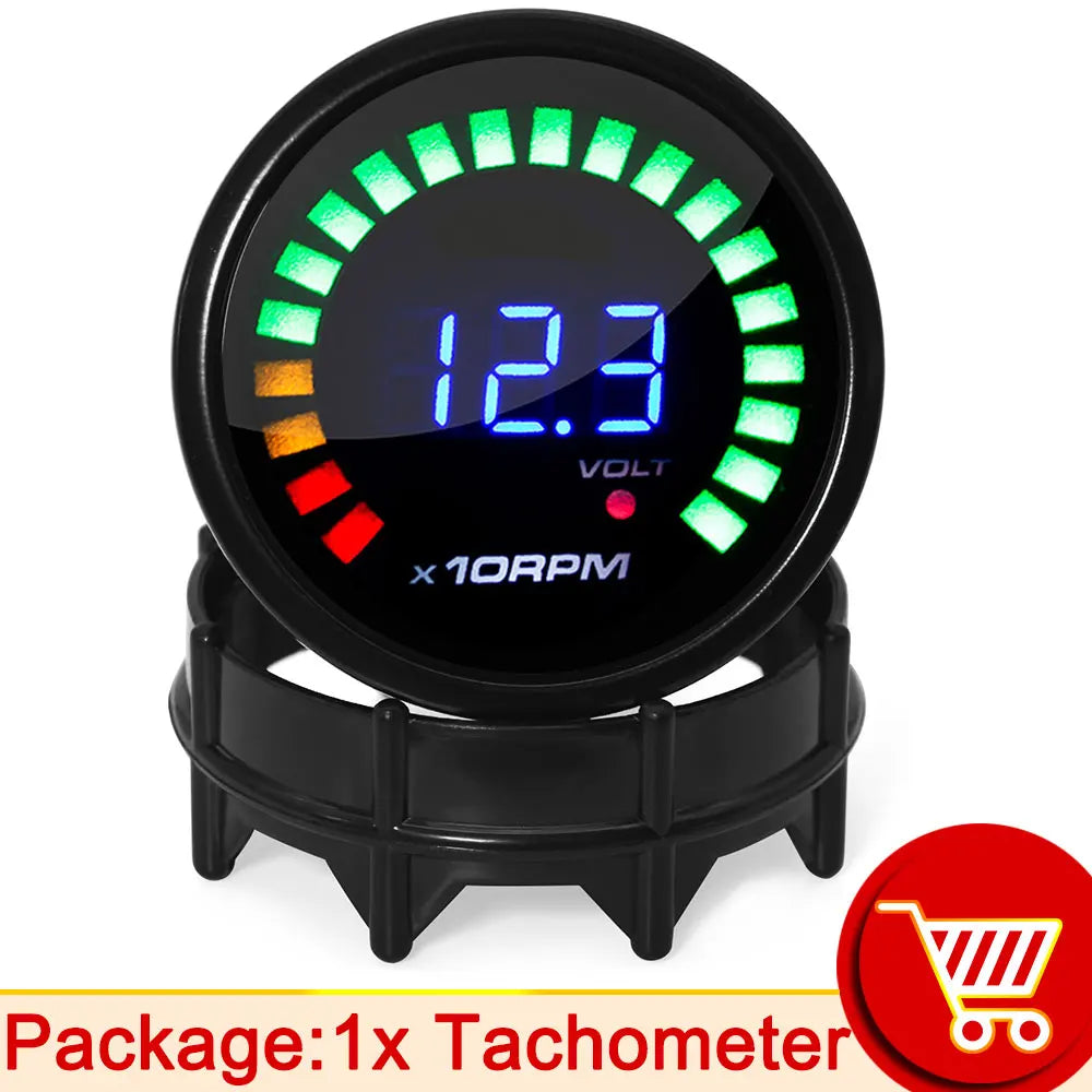52mm 20 LED Digital Car Gauge Set | Multi-Function Tachometer, Boost, Temp & Pressure lifestyle view