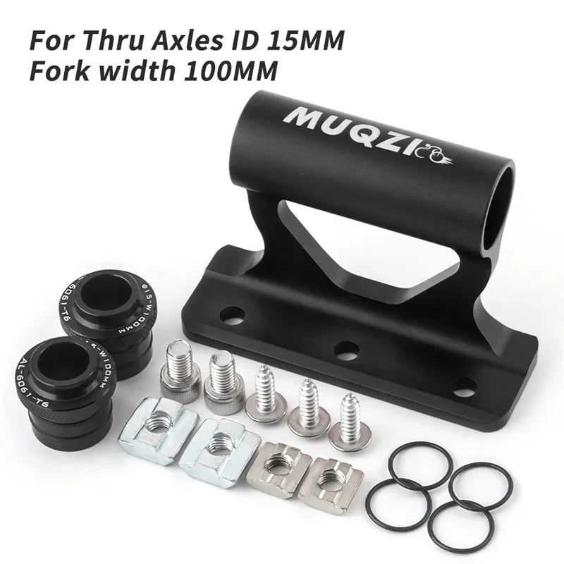 MUQZI Thru Axle Fork Mount Bike Rack | Quick Release Bicycle Carrier for Car Roof Tru lifestyle view