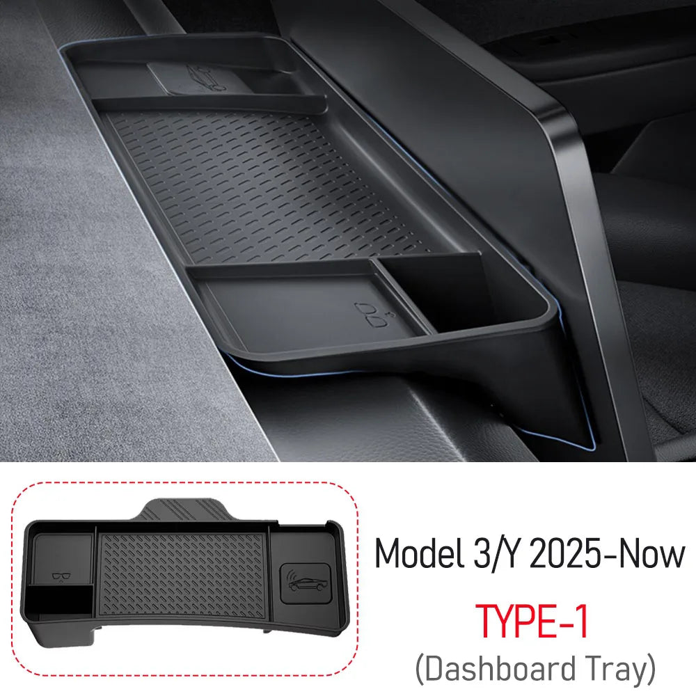 Dashboard Storage Tray For 2025 2026 Tesla Model Y Juniper Model 3 Glasses Holder Tissue Box Center Console Organizer Accessory