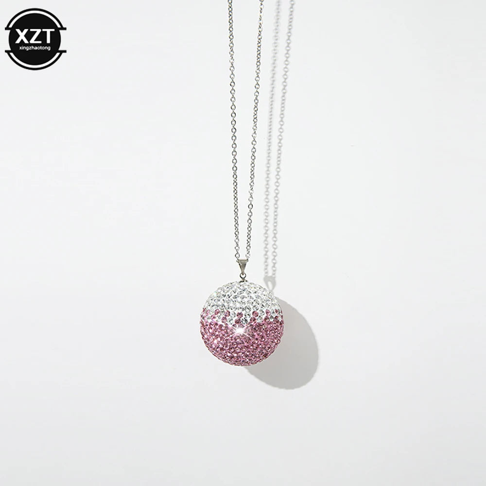 Car Crystal Ball Pendant Car Rearview Mirror Pendant Bling Bling Rhinestone Ball Car Interiot Decoration Car Accessories