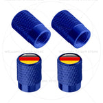4Pcs Aluminum Motorcycle Car Tire Valve Caps with Germany France Italy Flag Emblems | close-up view