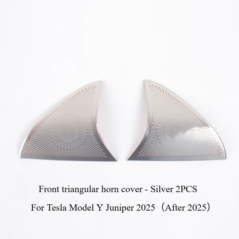 For Tesla Model Y Juniper 2025 Car Audio Speaker Cover Trim | Stainless Steel Sound Fr close-up view