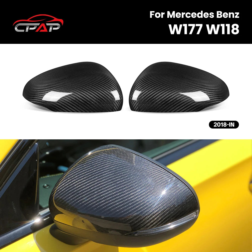 Real Dry Carbon Fiber Car Door Side Accessories Rearview Mirror Cover Caps For Mercedes Benz W177 W118 OEM Style 2019-IN