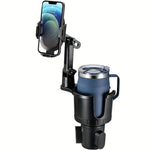 2-in-1 Car Cup Phone Mount with Adjustable Base 360-Degree Rotation Compatible with additional angle