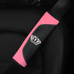 Diamond-Encrusted PU Carbon Fiber Leather Crown Car Shoulder Guard Safety Belt Decoratio detail view