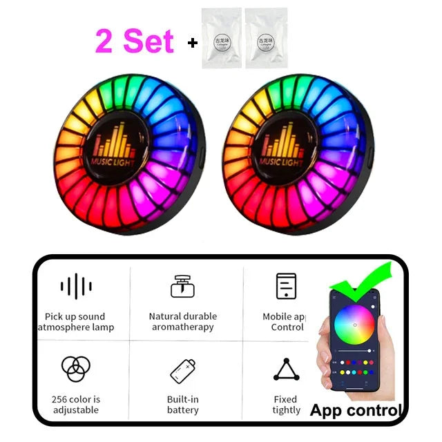 Car Air Freshener with LED Aroma Decorate Atmosphere Fragrance Accessorie RGB Strip Soun detail view