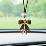 Fashion Diamond-Encrusted Bowtie Car Rearview Mirror Pendant Creative Bow Tie Car Accessory Pendant Decoration