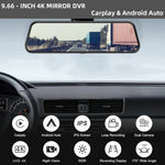 9.66" 4K Mirror Dash Cam | Android Auto, 5G WiFi, GPS, 1080P Rear, 24H Parking alternate view