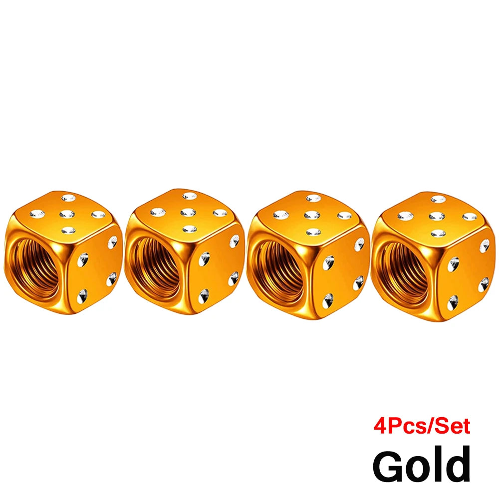 AUTCOAT Aluminum Tire Valve Caps | Dice Wheel Stem Dust Cover for Car Truck Motorcy additional angle