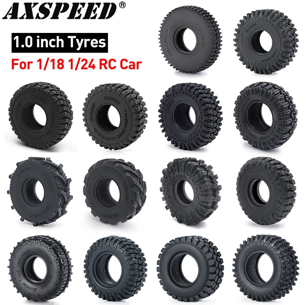 4PCS Rubber Tyres for 1/18 1/24 Axial SCX24 TRX4M Micro Crawler