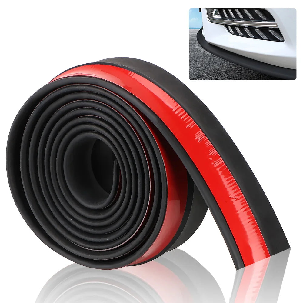 2.5M Car Lip Skirt Protector Exterior Mouldings Car Front Bumper Lip Universal 60mm Width Rubber Str