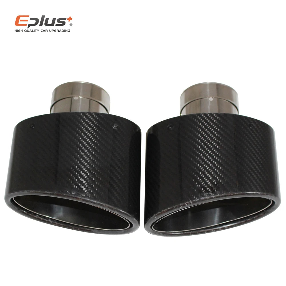 Oval Gloss Carbon Fiber Universal Car Muffler Tip Exhaust Pipe Nozzle Decoration | St alternate view
